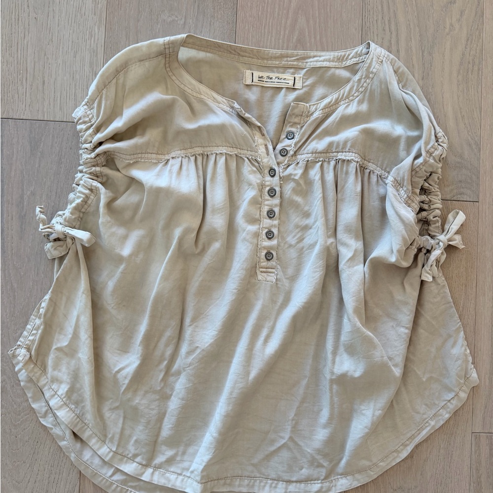 We The Free Beige Button-Up Top